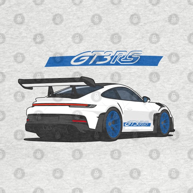 Rear car 911 gt3 rs white blue by creative.z